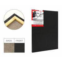 Холст на подрамнике лен 50х60 см, мелкое зерно, 230 г/м2 акрил черный грунт ROSA