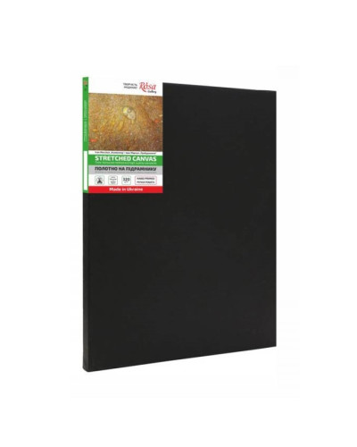 Полотно на підрамнику бавовна 30х30 см, дрібне зерно 220 г/м2, Чорний ґрунт, ROSA Gallery